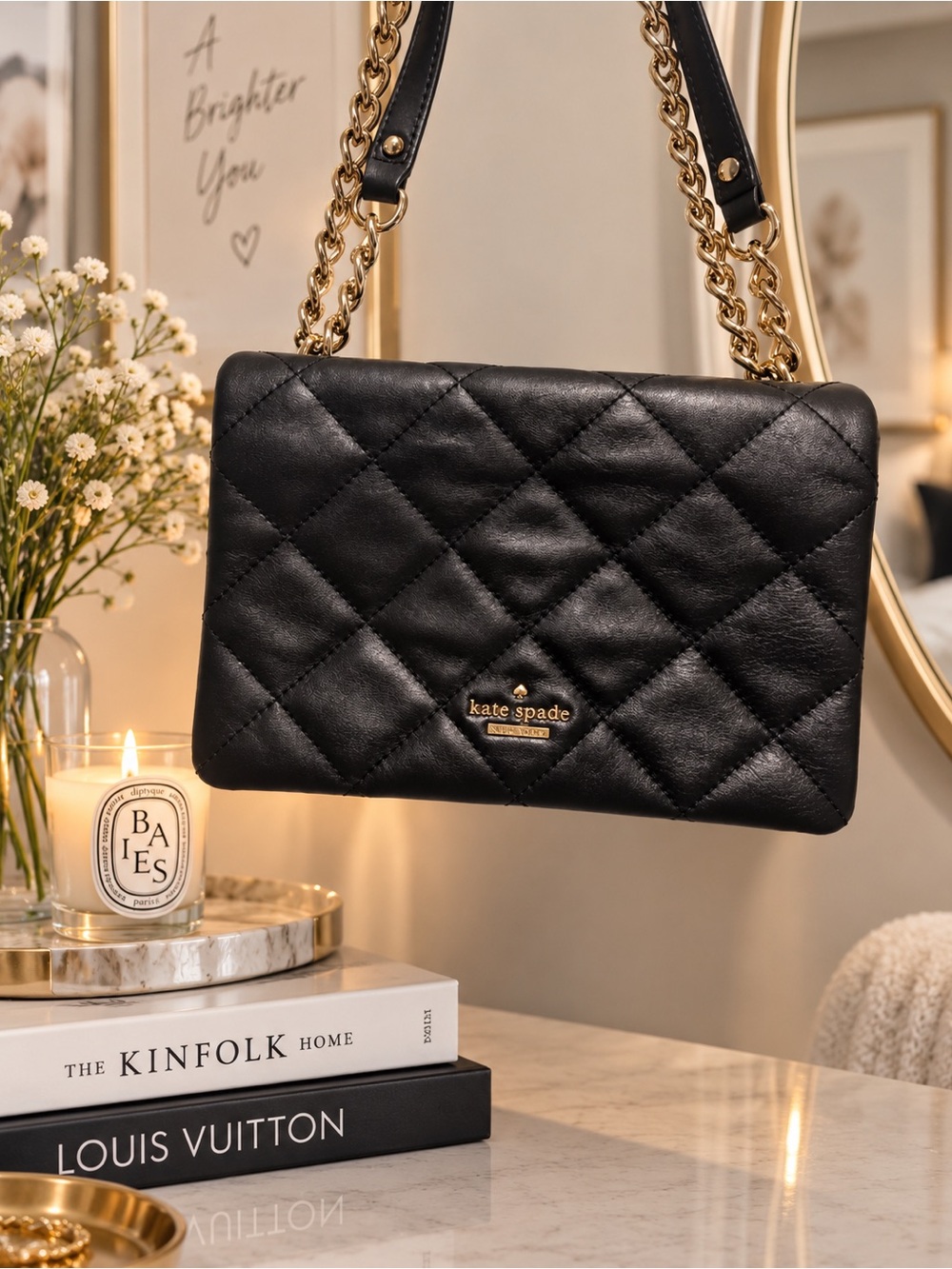 kate spade Black Quilted Chain Crossbody Bag
